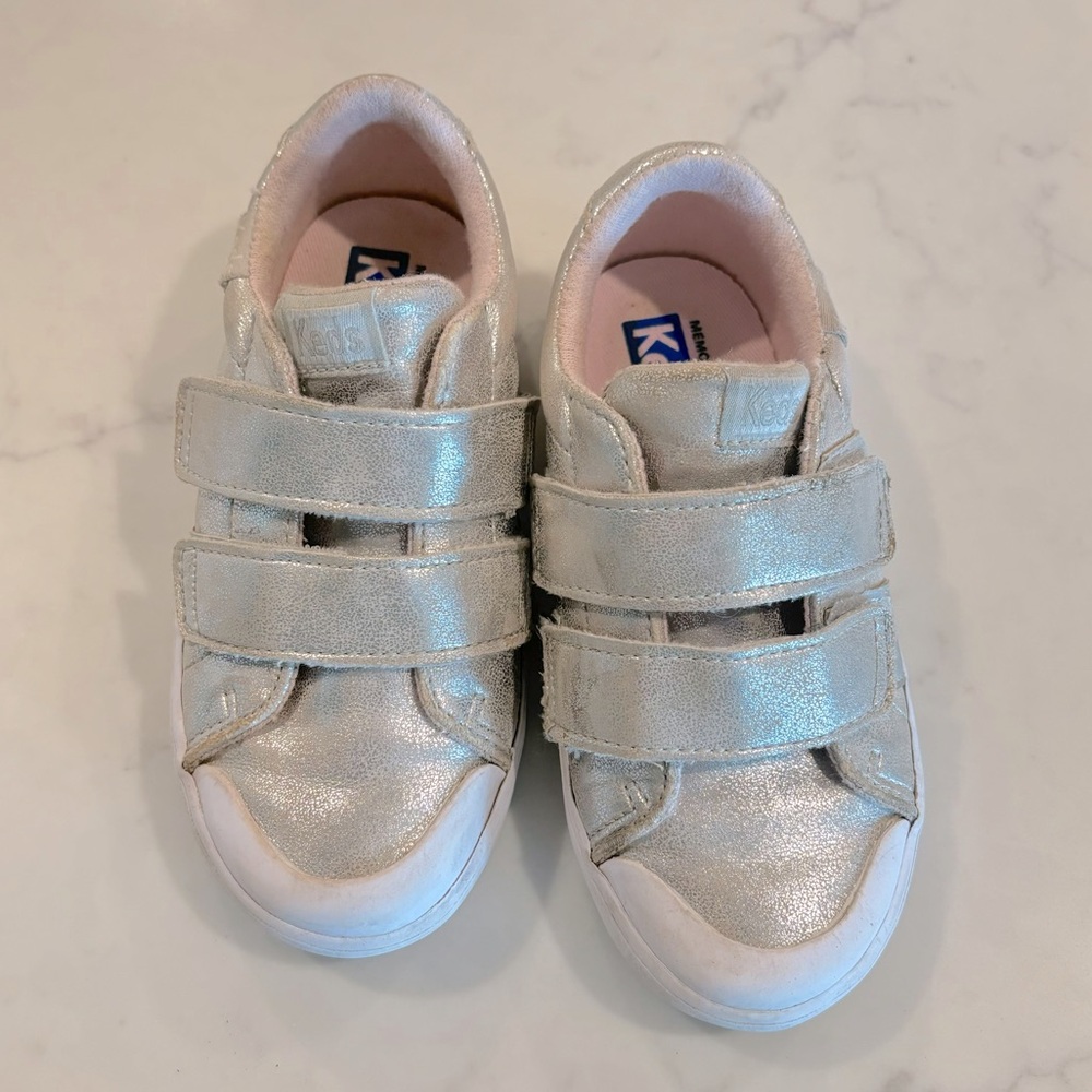 Keds Silver Metallic Velcro Toddler Sneakers (8 Toddler)